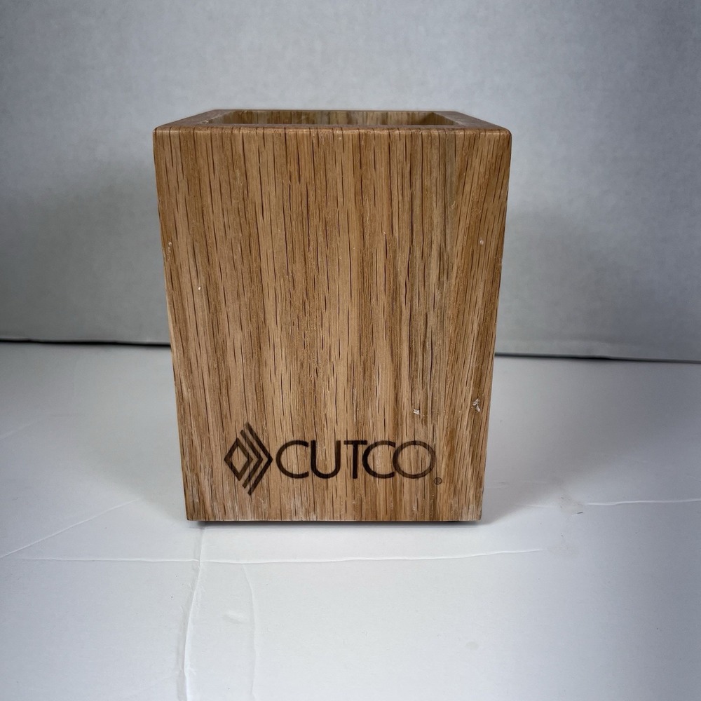 CUTCO Oak Wood Utensil Holder Knife Block Countertop Storage Made in USA